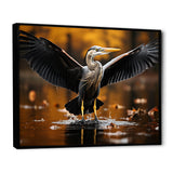 Yellow Black Heron Elegance Unveiled - Heron Canvas Wall Art