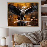 Yellow Black Heron Elegance Unveiled - Heron Canvas Wall Art
