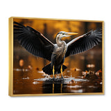 Yellow Black Heron Elegance Unveiled - Heron Canvas Wall Art