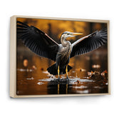Yellow Black Heron Elegance Unveiled - Heron Canvas Wall Art