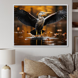 Yellow Black Heron Elegance Unveiled - Heron Canvas Wall Art