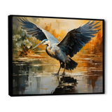 Black Yellow Heron Elegance Unveiled Pointillism - Heron Wall Decor