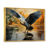 Black Yellow Heron Elegance Unveiled Pointillism - Heron Wall Decor