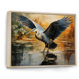 Black Yellow Heron Elegance Unveiled Pointillism - Heron Wall Decor