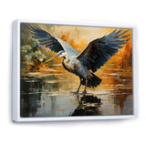 Black Yellow Heron Elegance Unveiled Pointillism - Heron Wall Decor