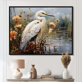 White Peach Heron Herons Haven - Animals Canvas Wall Art