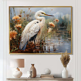 White Peach Heron Herons Haven - Animals Canvas Wall Art