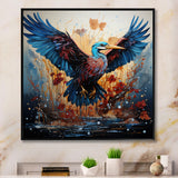 Heron Majestic Wings Pointillism - Teal Heron Wall Art