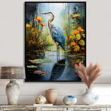 Heron Silent Waters Pointillism I - Animals Canvas Wall Art