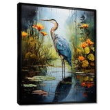 Heron Silent Waters Pointillism I - Animals Canvas Wall Art