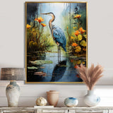 Heron Silent Waters Pointillism I - Animals Canvas Wall Art