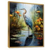 Heron Silent Waters Pointillism I - Animals Canvas Wall Art