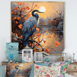Heron Waterside Serenade Pointillism - Heron Wall Art Prints