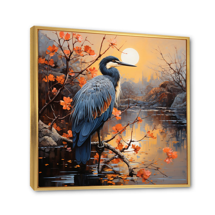 Heron Waterside Serenade Pointillism - Heron Wall Art Prints