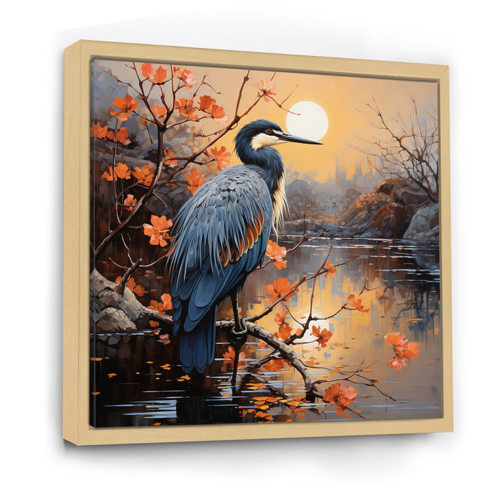 Heron Waterside Serenade Pointillism - Heron Wall Art Prints