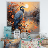 Heron Waterside Serenade Pointillism - Heron Wall Art Prints