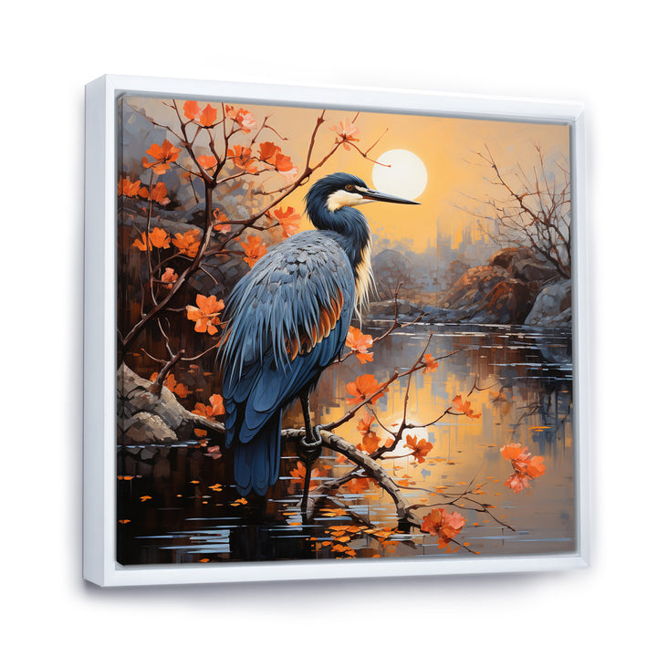 Heron Waterside Serenade Pointillism - Heron Wall Art Prints