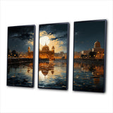 Hinduisim Golden Temple I - 3-Piece Canvas Wall Art