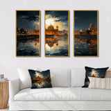 Hinduisim Golden Temple I - 3-Piece Canvas Wall Art