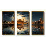 Hinduisim Golden Temple I - 3-Piece Canvas Wall Art