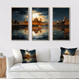 Hinduisim Golden Temple I - 3-Piece Canvas Wall Art