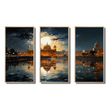 Hinduisim Golden Temple I - 3-Piece Canvas Wall Art