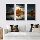 Hinduisim Golden Temple I - 3-Piece Canvas Wall Art