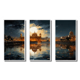 Hinduisim Golden Temple I - 3-Piece Canvas Wall Art