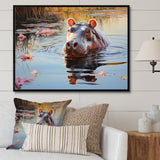 Hippopotamus Mighty Hippo Pastoral - Gray Hippopotamus Wall Art