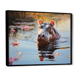 Hippopotamus Mighty Hippo Pastoral - Gray Hippopotamus Wall Art
