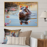 Hippopotamus Mighty Hippo Pastoral - Gray Hippopotamus Wall Art
