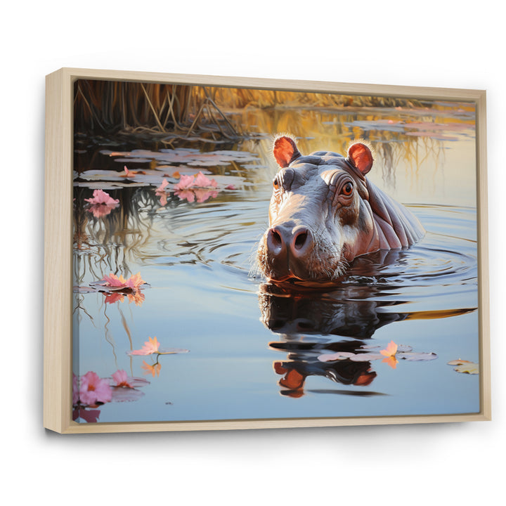 Hippopotamus Mighty Hippo Pastoral - Gray Hippopotamus Wall Art