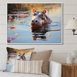 Hippopotamus Mighty Hippo Pastoral - Gray Hippopotamus Wall Art