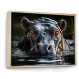 Hippopotamus Portrait Monochrome - Hippopotamus Framed Canvas Art