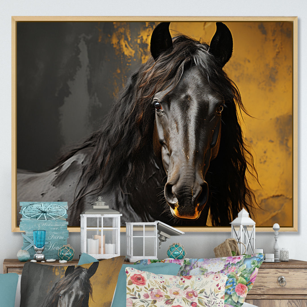 Yellow Horse Bold Elegance - Horse Living Room Wall Art