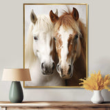 White And Brown Horse Dynamic Duo V - Animals Canvas Wall Art