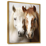 White And Brown Horse Dynamic Duo V - Animals Canvas Wall Art