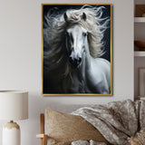 White Horse Fierce Intensity - Horse Wall Art Prints