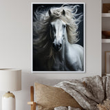 White Horse Fierce Intensity - Horse Wall Art Prints