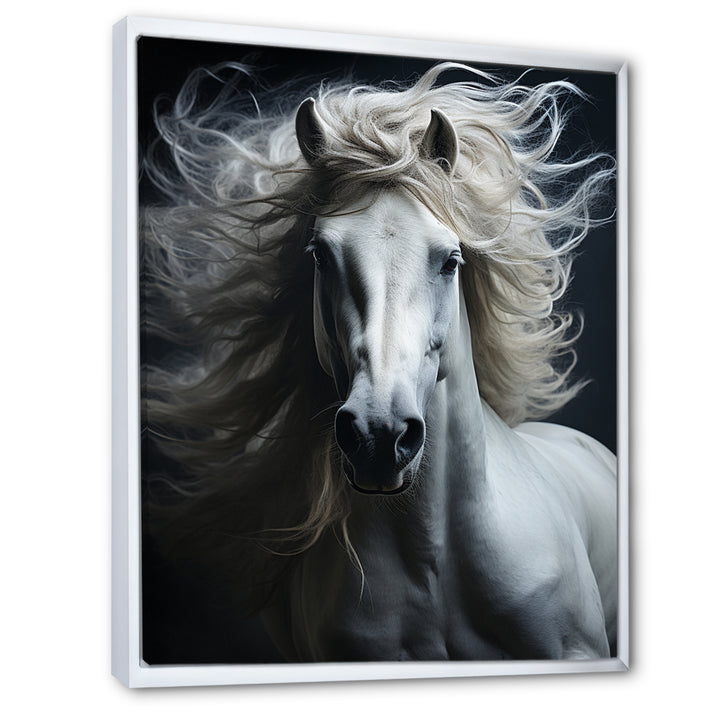 White Horse Fierce Intensity - Horse Wall Art Prints