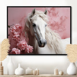 Pink White Horse Gentle Beauty - Pink Horse Wall Art