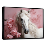 Pink White Horse Gentle Beauty - Pink Horse Wall Art