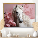 Pink White Horse Gentle Beauty - Pink Horse Wall Art