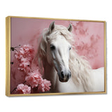 Pink White Horse Gentle Beauty - Pink Horse Wall Art