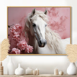 Pink White Horse Gentle Beauty - Pink Horse Wall Art