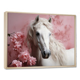 Pink White Horse Gentle Beauty - Pink Horse Wall Art