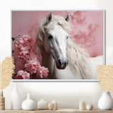 Pink White Horse Gentle Beauty - Pink Horse Wall Art