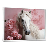 Pink White Horse Gentle Beauty - Pink Horse Wall Art