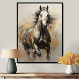 Beige Horse Golden Equestrian Pointillism - Animals Canvas Wall Art