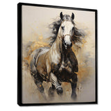 Beige Horse Golden Equestrian Pointillism - Animals Canvas Wall Art